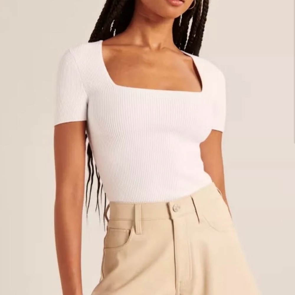 Abercrombie Ottoman Square Neck Tee - White